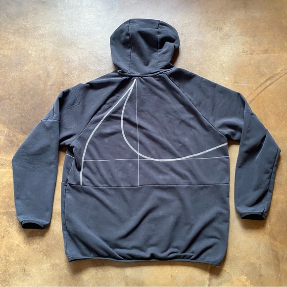 Nike Dri-Fit Black Cotton Blend Gym Fitness Running Lightweight Pullover Hoodie - Picture 3 of 10